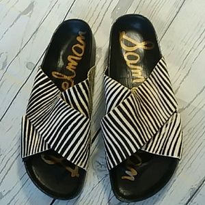 Sam Elderman Slip on Sandals Brown Leopard Sandals